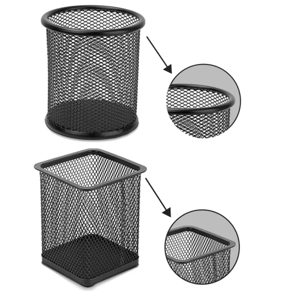 大容量笔筒圆形金属网格笔插收纳筒 - 图片 2