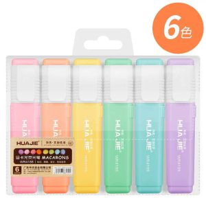 华杰 6支 荧光笔标记笔办公学生用做笔记彩色马卡龙