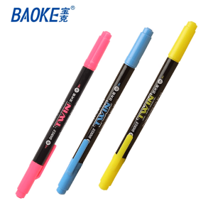 宝克荧光笔 MP492萤光笔 小双头水性荧光记号笔 色泽鲜艳