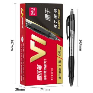得力考试专用笔V1连中三元考试笔中性笔按动式黑色0.5速干st头（规格：1盒/12支）