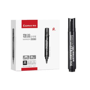 齐心记号笔黑色粗头大容量马克笔物流专用防水不掉色 1盒（12支）