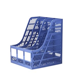 得力 deli 四联文件架/文件框/文件筐/资料架（蓝色 黑色）